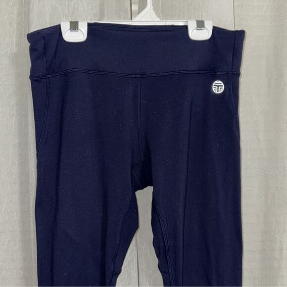 TORY SPORT L Navy Crop White Light Reflective Athletic Leggings - Picture 3 of 14
